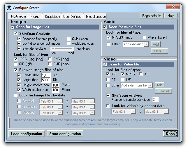 Setting up Snitch porn scanner software to run a scan for ...